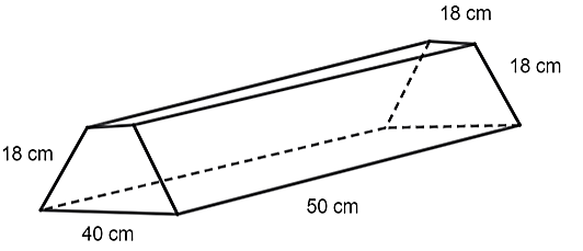 Một khúc gỗ dùng để chặn bánh xe (giúp xe không bị trôi bánh khi dừng, đỗ) hình lăng trụ đứng, đáy là hình thang cân có kích thước như hình bên. Người ta sơn xung quanh khúc gỗ (ảnh 1)