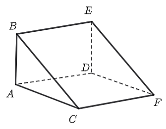 Cho hình lăng trụ đứng (như hình vẽ bên).
Các mặt đáy của hình lăng trụ đứng trên là
A. (ảnh 1)