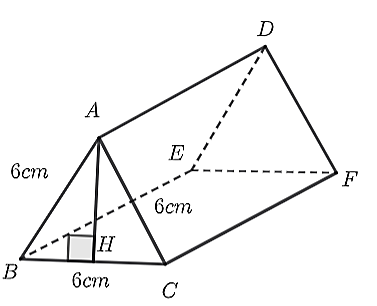 Cho hình lăng trụ đứng có đáy là tam giác đều như hình bên.
Khẳng định nào sau đây là đúng? (ảnh 1)