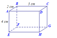 Cho hình hộp chữ nhật A B C D . E F G H (hình vẽ). Biết A B = 2 c m , B C = 5 c m , A E = 4 c m . Khẳng định nào sau đây là sai? (ảnh 1)