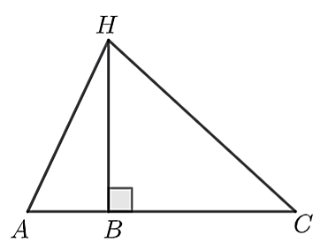 Cho ba điểm  A , B , C  thẳng hàng, điểm  B  nằm giữa hai điểm  A  và  C . Trên đường thẳng vuông góc với  A C  tại  B  ta lấy điểm  H . Khi đó (ảnh 1)