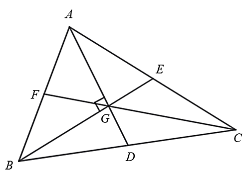 Cho tam giác  A B C  có hai đường trung tuyến  A D  và  B E  vuông góc với nhau tại  G . Biết rằng  A D = 9 c m , B E = 12 c m .  Khi đó độ dài cạnh  A B  là một số nguyên và nằm trong khoảng nào sau đây? (ảnh 1)