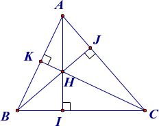 Cho  Δ A B C  nhọn. Trực tâm  H  của tam giác  A B C : (ảnh 1)