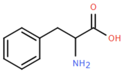 Phenylalanine (Phe) là một loại amino acid thiết yếu, tham gia vào cấu tạo của protein và được sử dụng làm thuốc hỗ trợ điều trị bệnh trầm cảm, bệnh bạch biến trong y học. Công thức cấu tạo c (ảnh 1)