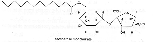 Saccharose monolaurate là ester thu được khi cho saccharose tác dụng với lauric acid.
(ảnh 1)