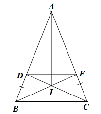  Cho tam giác  A B C  cân tại  A . Lấy điểm  D  trên cạnh  A C , điểm  E  trên cạnh  A C  sao cho  B D = C E .  (a) Chứng minh  A D = A E  và  Δ A B E = Δ A C D . (ảnh 1)