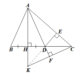 Cho tam giác nhọn  A B C   ( A B < A C )  có đường cao  A H .  (a) Chứng minh  ˆ B A H < ˆ H A C .  (b) Trên đoạn thẳng  H C  lấy điểm  D  sao cho  H D = H B . Chứng minh tam giác  A B D  là tam giác cân. (ảnh 1)