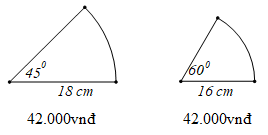 Tại một cửa hàng đồ ăn nhanh có bán hai loại “pizza miếng” với giá tiền và kích cỡ như hình bên. Hỏi nên mua miếng nào để có lợi hơn nếu người mua thích hai loại bánh như nhau?
 (ảnh 1)