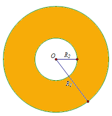 Cho chiếc bánh donut có dạng hình vành khuyên. Đường kính của phần bánh ngoài cùng là 10cm và đường kính của lỗ tròn bên trong là 4cm. Hỏi diện tích mặt trên của chiếc bánh là bao nhiêu cm2 (lấy  π ≈ 3 , 14 ) ? (ảnh 2)