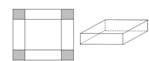 Cho một tấm nhôm hình vuông cạnh 12 cm. Người ta cắt ở bốn góc của tấm nhôm đó bốn hình vuông bằng nhau, mỗi hình vuông có cạnh bằng  x  ( cm), rồi gấp tấm nhôm lại như hình vẽ bên để được một cái hộp không nắp. Tìm  x để thể tích của hộp là lớn nhất. (ảnh 1)