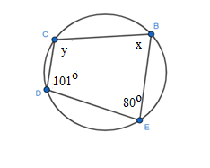 Hãy tính giá trị x , y trong hình vẽ dưới đây? (ảnh 1)