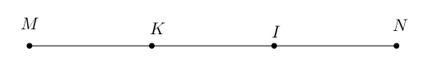 Cho đoạn thẳng  M N = 6  cm. Lấy điểm  I  thuộc đoạn thẳng  M N  sao cho  M I = 4 c m .  (a) Tính độ dài đoạn thẳng  I N .  (b) Lấy điểm  K  nằm giữa  M  và  I  sao cho  I   (ảnh 1)