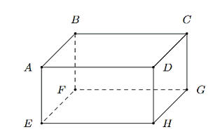 Cho hình hộp chữ nhật  A B C D . E F G H  có  B C = 7 c m , G H = 4 c m  và  B F = 3 c m .    Khi đó: (ảnh 1)