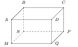Cho hình hộp chữ nhật  A B C D . M N P Q . Biết rằng diện tích mặt bên  B C P N  bằng 48 cm2 và gấp đôi diện tích mặt bên  A B N M  và độ dài cạnh  B C = 8 c m . (ảnh 1)