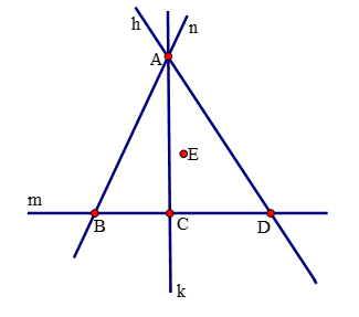 Cho hình vẽ bên.    Em hãy:  (a) Kể tên bộ ba điểm thẳng hàng có chứa điểm  B .  (b) Điểm  C  thuộc những đường thẳng nào? Viết kí hiệu. (ảnh 1)