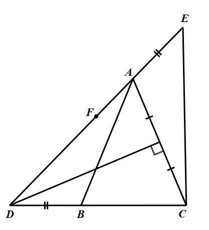 Cho góc  x O y  khác góc bẹt  O z  là tia phân giác của  x O y . Gọi  M  là một điểm bất kì thuộc tia  O z . Qua  M  vẽ đường thẳng  a  vuông góc với  O x  tại  A , cắt  O y  tại  C  và vẽ đường thẳng  b  vuông góc với  O y  tại  B , cắt  O x  tại  D . (ảnh 1)