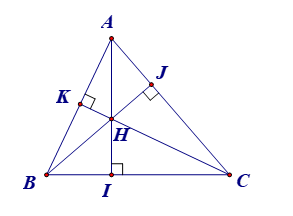 Cho  Δ A B C  nhọn. Trực tâm  H  của tam giác  A B C : (ảnh 1)