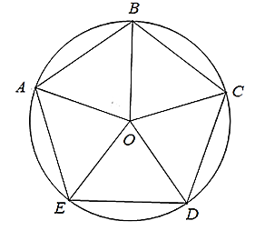 Cho ngũ giác đều  A B C D E  nội tiếp đường tròn tâm  O  như sau: (ảnh 1)