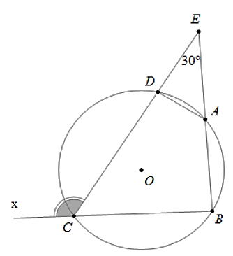 Dựa vào hình vẽ sau, hãy tính số đo các góc của tứ giác  A B C D , biết  ˆ D C x = 135 ∘ . (ảnh 1)