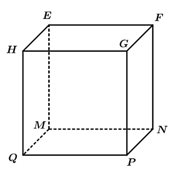 Cho hình hộp M N P Q . E F G H , biết M N = 6 c m , H E = 3 c m , F N = 7 c m . Khi đó: (ảnh 1)