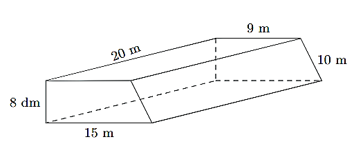 Một cái bục hình lăng trụ có kích thước như hình vẽ dưới đây.
(ảnh 1)