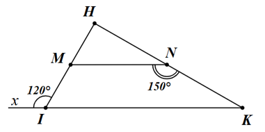 Cho hình sau, biết  M N ∥ I K .    Khi đó: (ảnh 1)