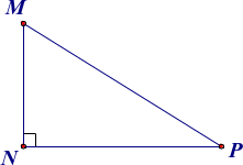 Cho tam giác M N P vuông tại N . Kết luận nào sau đây đúng? (ảnh 1)