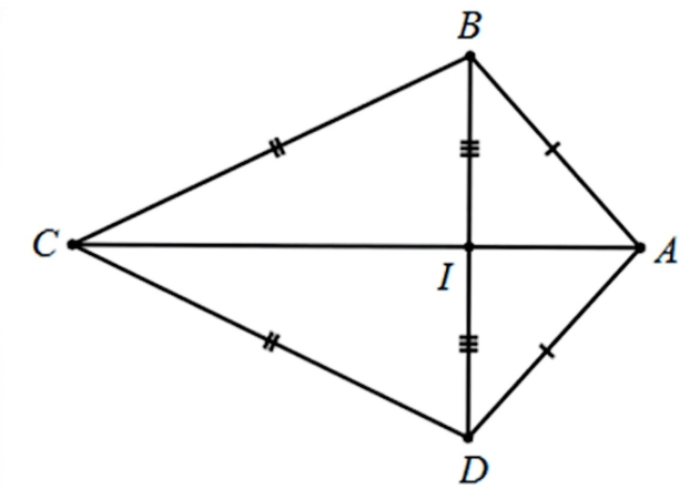 Cho hình vẽ sau:
Khi đó:
a) \(\Delta ABC = \Delta ADC.\)
b) \(\Delta ABI = \Delta AID.\)
c) \(\Delta IBC = \Delta IDC.\)
d) \(\Delta ABD = \Delta CBD.\) (ảnh 1)
