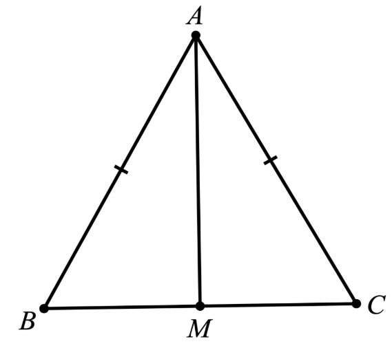 Cho ΔABC có AB=AC và ˆBAC=60∘. Gọi M là trung điểm của BC. Khi đó: (ảnh 1)