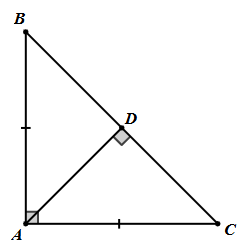 Cho ΔABC vuông tại A và AB=AC. Hỏi số đo ˆABC bằng bao nhiêu độ? (ảnh 1)
