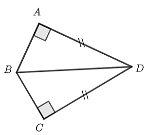 Cho hình vẽ bên. Khi đó, ΔABD=ΔDBC theo trường hợp (ảnh 1)