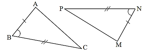 Cho ΔABC và ΔMNP như hình vẽ. Cách viết nào sau đây là đúng? (ảnh 1)