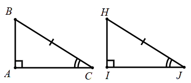 Cho hai tam giác ΔABC và ΔIHJ bằng nhau và được minh họa bằng hình vẽ dưới đây: Khi đó, ΔABC=ΔIHJ theo trường hợp (ảnh 1)