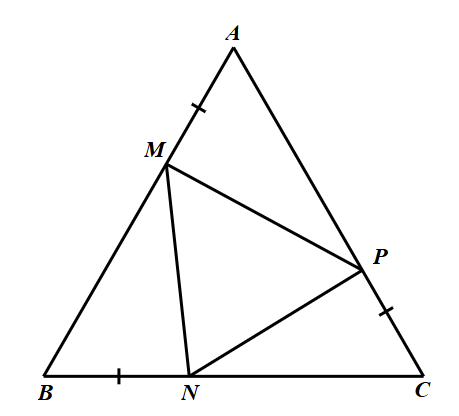 Cho ΔABC đều. Trên cạnh AB,BC,CA lần lượt lấy các điểm M,N,P sao cho AM=BN=CP. Khi đó: (ảnh 1)