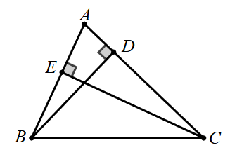 Cho hình vẽ dưới đây. Khi đó: (i). BD là đường vuông góc, BA là đường xiên từ B vuống AC. (ii). CE<AC. (iii). BD+CE<AB+AC. Hỏi trong các khẳng định trên, có bao nhiêu khẳng định đúng? (ảnh 1)