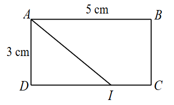 Cho hình chữ nhật ABCD có độ dài các cạnh bằng 3cm,5cm. I là một điểm trên cạnh CD. Khi đó: (i). Đường vuông góc kẻ từ A điểm đến đường thẳng CD là AD. (ii). Đường xiên kẻ từ A đến đường thẳng CD là AI. (ảnh 1)