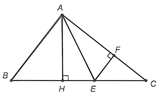 Cho tam giác ABC vuông tại A, đường cao AH. Trên cạnh BC, lấy điểm E sao choBA=BE và kẻ EF⊥AC tại F. (ảnh 1)