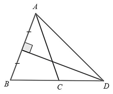 Cho ΔABC cân tại A, có ˆA=40∘, đường trung trực của AB cắt BC ở D. Hỏi số đo ˆCAD bằng bao nhiêu độ? (ảnh 1)