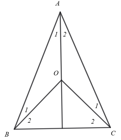 Cho ΔABC cân tại A có ˆA=40∘,O là giao điểm các đường trung trực của ΔABC. Hỏi số đo của ˆOBC bằng bao nhiêu độ? (ảnh 1)