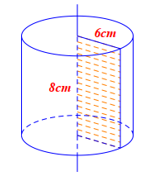 Hình chữ nhật có chiều dài 8cm, chiều rộng 6cm. Quay hình chữ nhật đó một vòng quanh chiều dài của nó ta được một hình trụ có chiều cao h và bán kính đáy r. Kết luận nào sau đây là đúng? (ảnh 1)