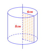 Hình chữ nhật có chiều dài 8cm, chiều rộng 6cm. Quay hình chữ nhật đó một vòng quanh chiều dài của nó ta được một hình trụ có chiều cao h và bán kính đáy r. Kết luận nào sau đây là đúng? (ảnh 1)
