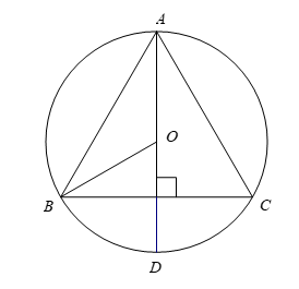 Cho tam giác đều \(ABC\) nội tiếp đường tròn \((O)\). Biết rằng đường tròn \((O)\) có bán kính bằng \(3\,\,{\rm{cm}}{\rm{.}}\) Tính diện tích tam giác \(ABC.\) (ảnh 1)