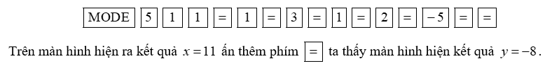Hệ phương trình {x+y=3; x+2y=−5 nhận cặp số nào sau đây là nghiệm? (ảnh 1)