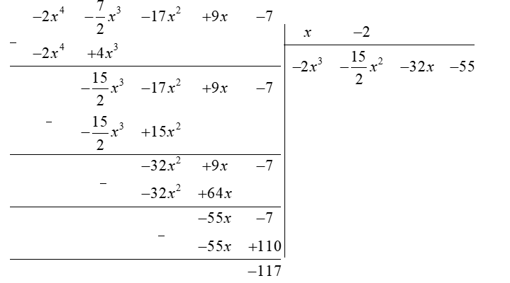 Cho đa thức P(x)=−2−2x^4−x−5x^3+10x−17x^2+1/2x^3−5+x^3. (ảnh 1)
