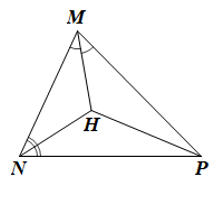 Cho tam giác MNP có các tia phân giác của góc M và N cắt nhau tại H. Khẳng định nào dưới đây là sai? (ảnh 1)