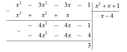 Tìm giá trị nguyên dương của x để đa thức x^3−3x^2−3x−1 chia hết cho đa thức x^2+x+1. (ảnh 1)