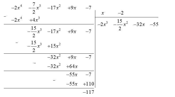 Cho đa thức P(x)=−2−2x^4−x−5x^3+10x−17x^2+1/2x^3−5+x^3 (ảnh 1)