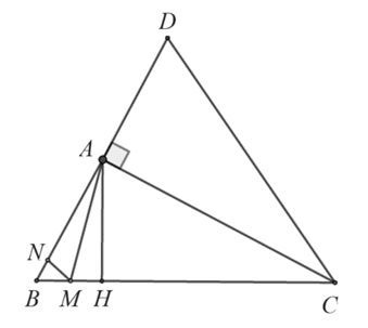 Cho tam giác ABC vuông tại A, kẻ AH vuông góc với BC tại H. Trên cạnh BC lấy điểm sao cho CM=CA, trên cạnh AB lấy điểm N sao cho AN=AH. Biết AB=3cm, BC=6cm. (a) Tính độ dài cạnh AC. (ảnh 1)