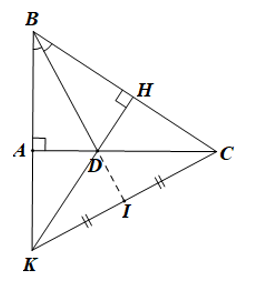 Cho tam giác ABC vuông tại A, đường phân giác BD(D∈AC). Từ D kẻ DH⊥BC. (a) Chứng minh ΔABD=ΔHBD. (b) So sánh AD và DC. (ảnh 1)