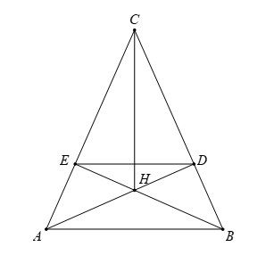 Cho tam giác ABC có AB<AC. Hai đường cao AD và BE cắt nhau tại H và AD=BE(D∈BC,E∈AC). Chứng minh rằng: (a) Tam giác ABC cân tại C. (ảnh 1)